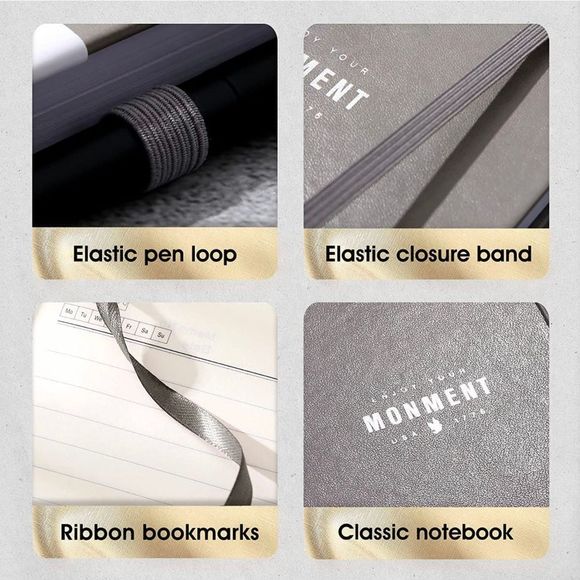 YOMENT Hard cover Lined Journal w/pen loop & elastic closure band, bookmark - Picture 4 of 8